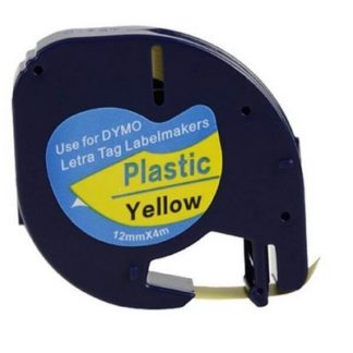 nastro per etichettatrice dymo s0721670 lt plastic da 12 mm rotolo 4 metri compatibile nero su giallo