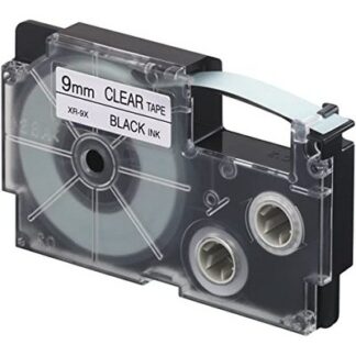 nastro per etichettatrice casio xr 9x da 9 mm compatibile nero su trasparente